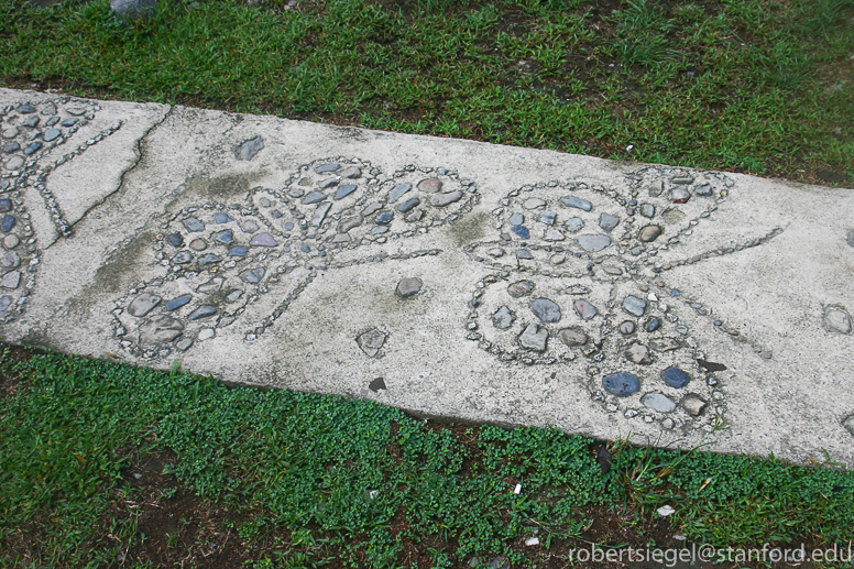 sidewalk with butterflies